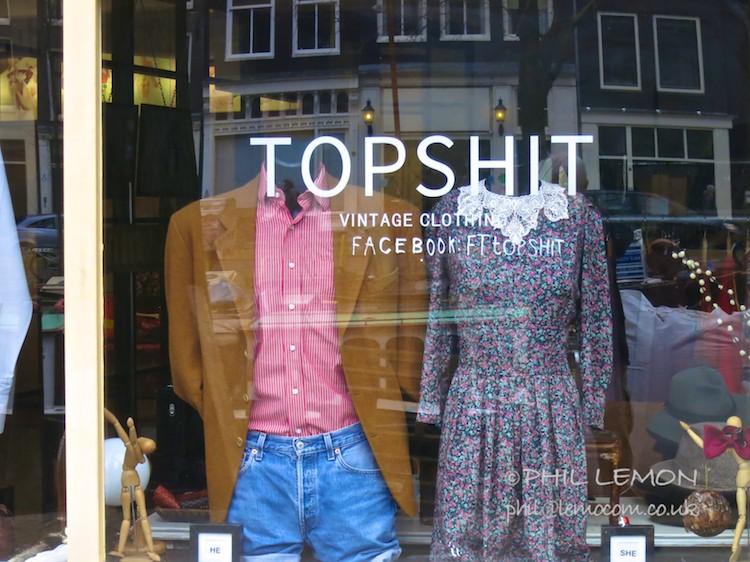 Topshit shop window, Amsterdam, Phil Lemon