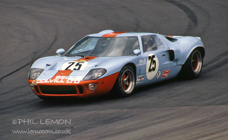 Gulf Ford GT40 at speed, Phil Lemon