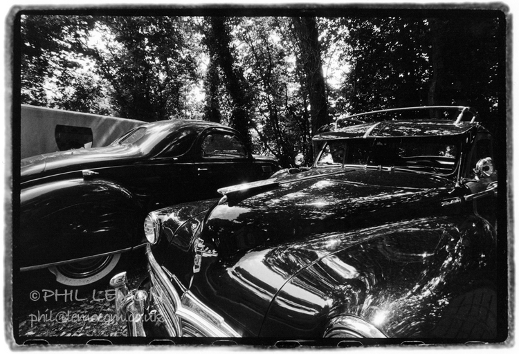 Fifties American cars, monochrome, Phil Lemon