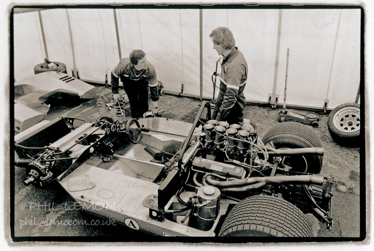 McLaren M8, Silverstone paddock, Phil Lemon