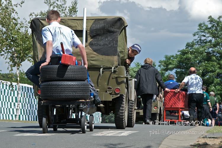 Le Mans Classic mechanics heading back to the pits, Phil Lemon