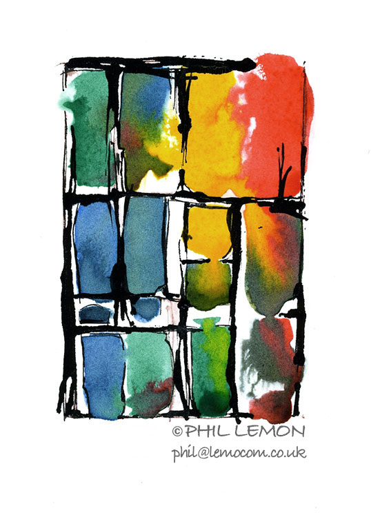 Abstract 01, ink and watercolour, Phil Lemon