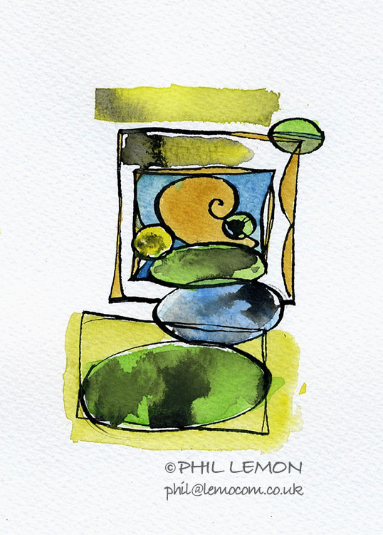Abstract 02, ink and watercolour, Phil Lemon
