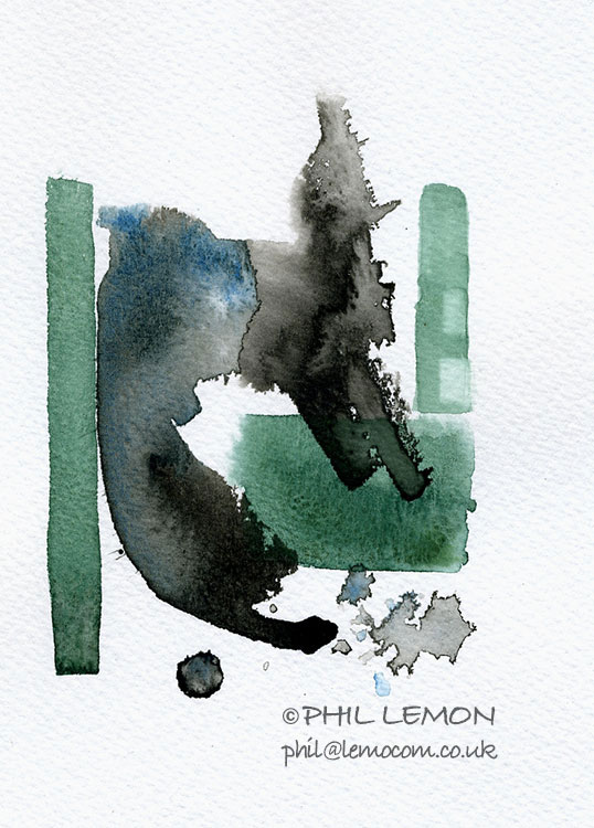 Abstract 03, ink and watercolour, Phil Lemon