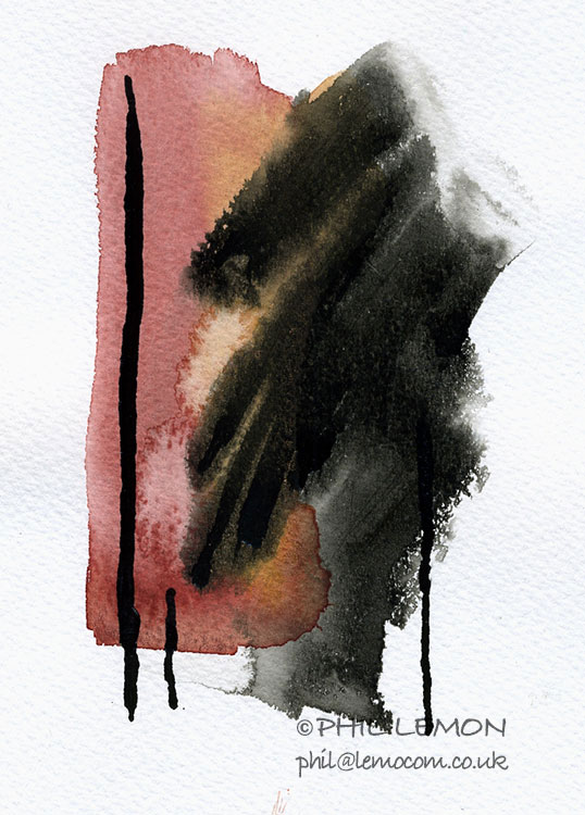 Abstract 06, ink and watercolour, Phil Lemon