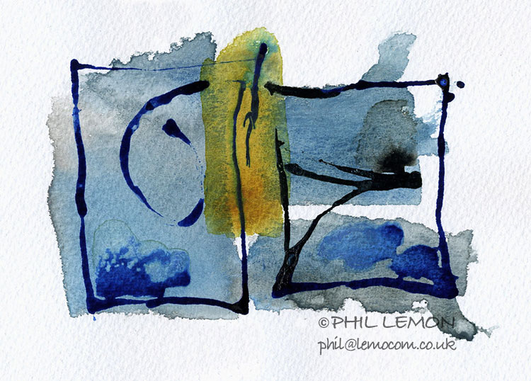 Abstract 08, ink and watercolour, Phil Lemon