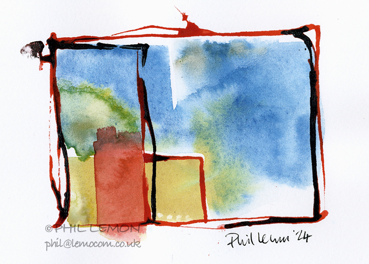 Abstract 14, ink and watercolour, Phil Lemon