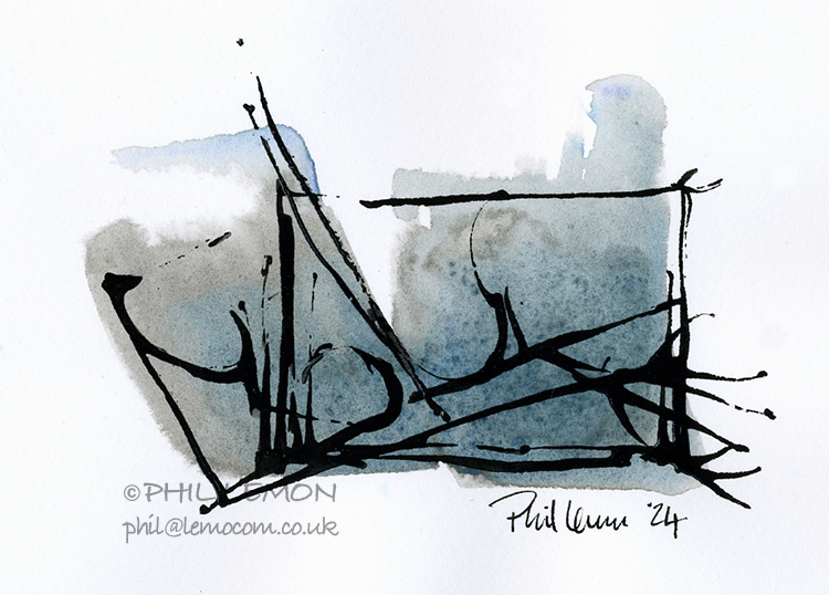 Abstract 15, ink and watercolour, Phil Lemon