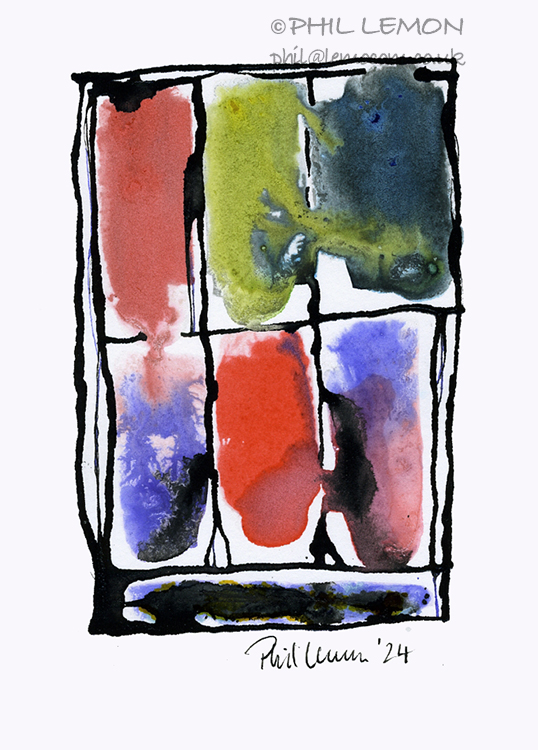 Abstract 16, ink and watercolour, Phil Lemon