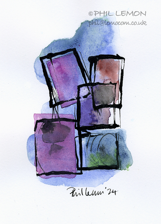 Abstract 17, ink and watercolour, Phil Lemon