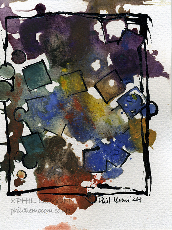 Abstract 25, ink and watercolour, Phil Lemon