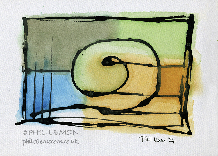 Abstract 27, ink and watercolour, Phil Lemon