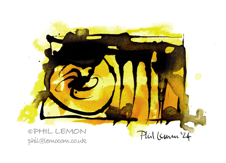 Abstract 28, ink and watercolour, Phil Lemon