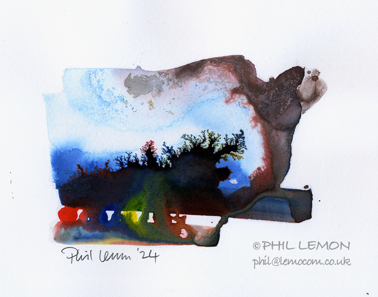 Abstract 42, ink and watercolour, Phil Lemon