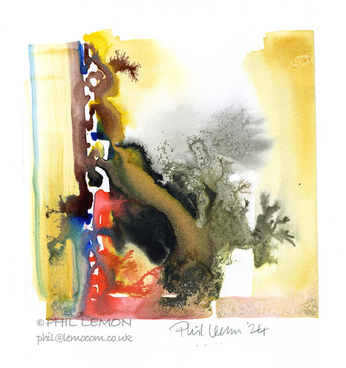 Abstract 43, ink and watercolour, Phil Lemon