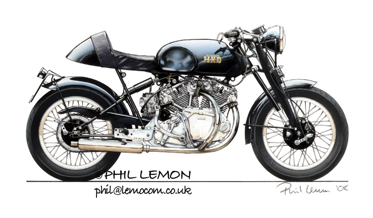 HRD 1000 special, ink and watercolour, airbrush, Phil Lemon
