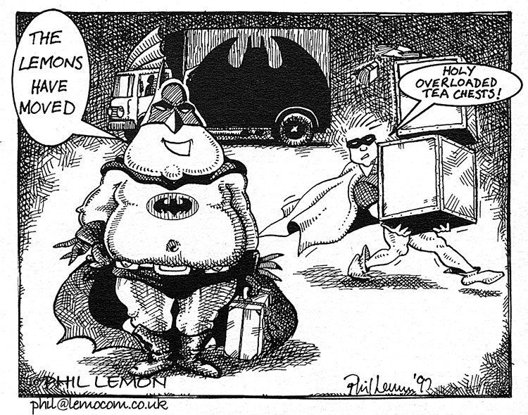 Batman and Robin Removals, ink on paper, Phil Lemon