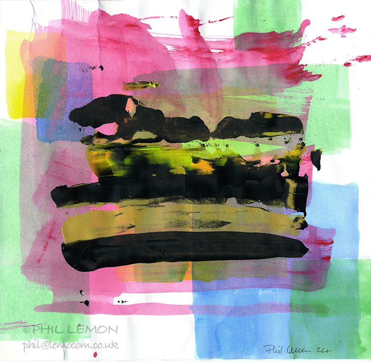 Abstract 121, acrylic on paper, Phil Lemon