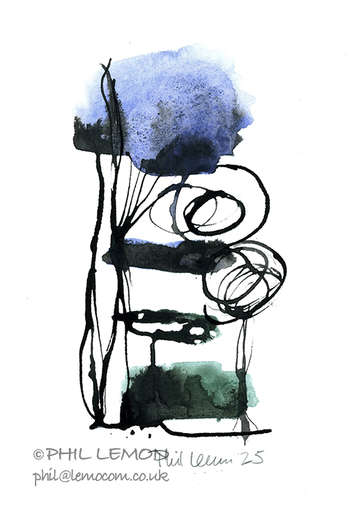 Abstract 83, ink and watercolour, Phil Lemon