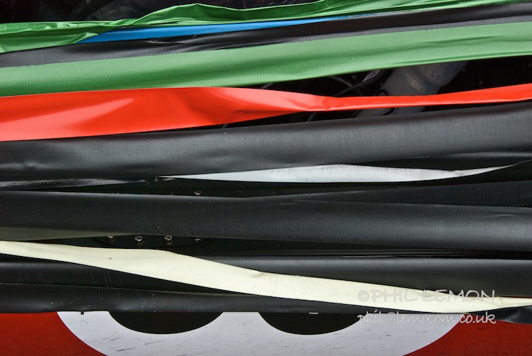 Taped up race car door, Phil Lemon