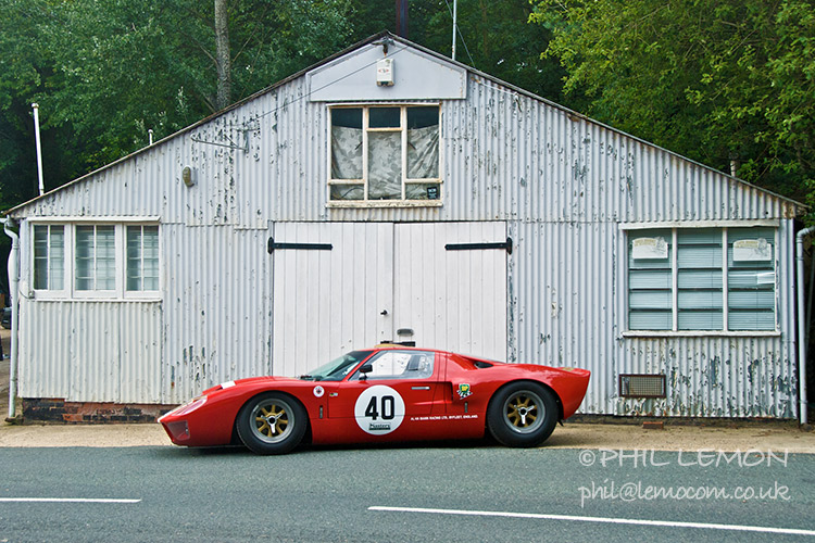 Ford GT40 in front of an old garage, Phil Lemon