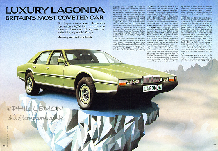 Aston Marin Lagonda, magazine article, Phil Lemon